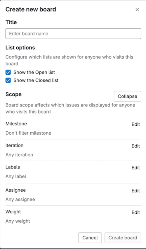 Create scoped board.