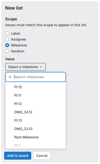 Set the scope of the list to Milestone.